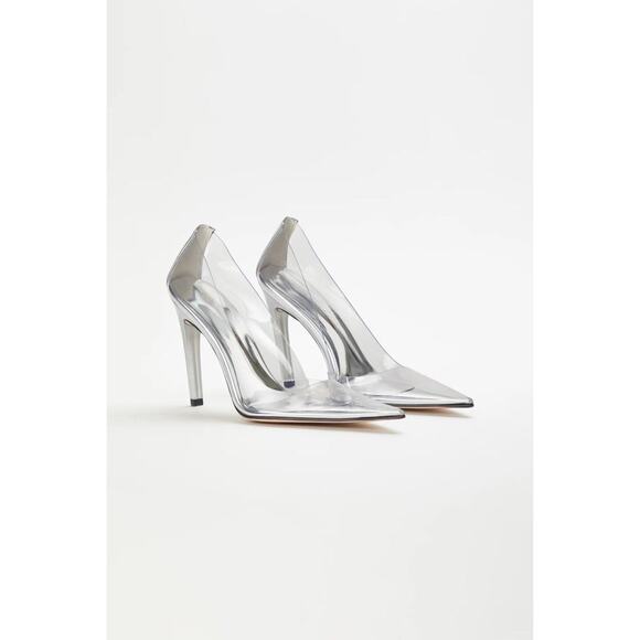 Good American Women's CINDER-F*CKING-RELLA Clear Stiletto Pumps Size 8 NEW - Picture 2 of 6